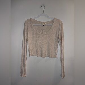 Universal Thread | Cream Ribbed Cropped Longsleeve